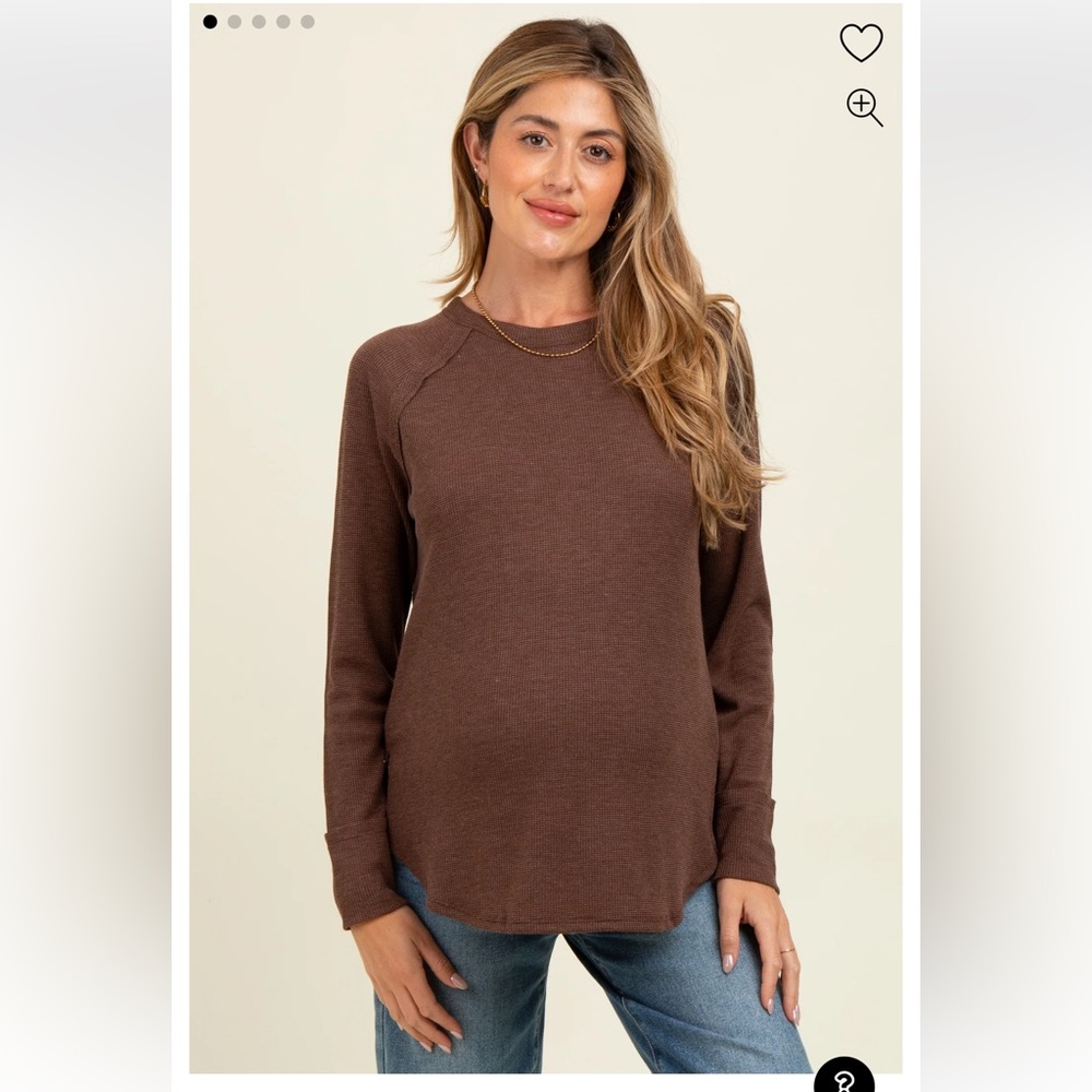Brown Knit Long Sleeve Maternity Top